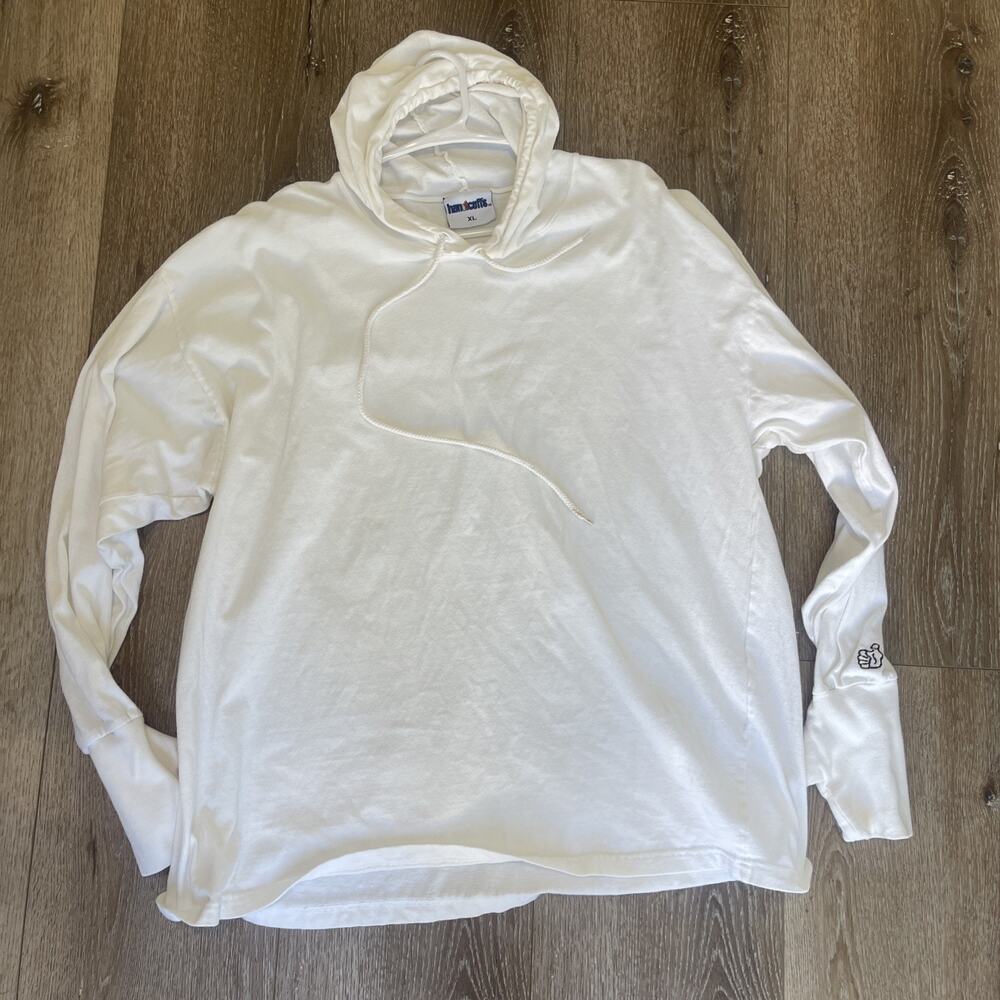 Vtg 90s Handcuffs Skater Skateboard Long Sleeve Thumb Palm Cover Shirt XL Hoodie